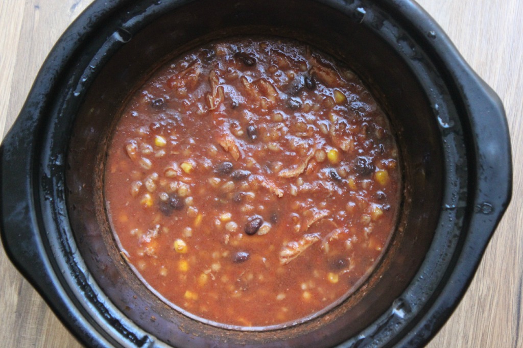 Southwest Chicken Barley Soup in the Crockpot