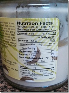 Coconut butter nutition facts