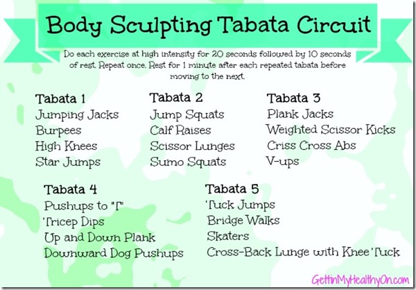 Body Sculpting Tabata Circuit - A 25-minute full body tabata workout that works your muscles 20 seconds at a time. | Gettin' My Healthy On