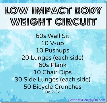 Low Impact Body Weight Circuit