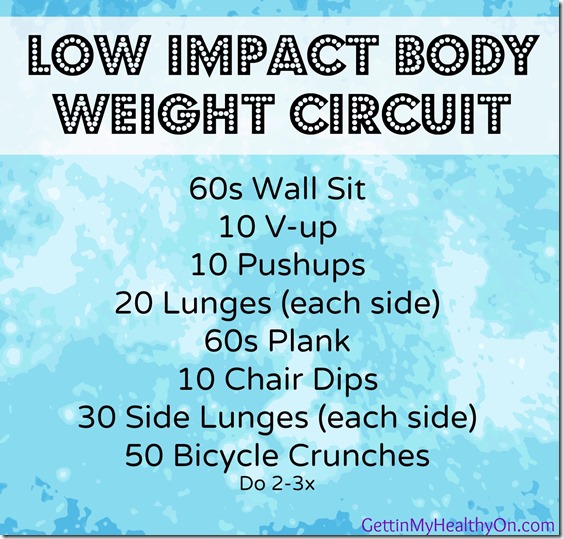Low Impact Body Weight Circuit