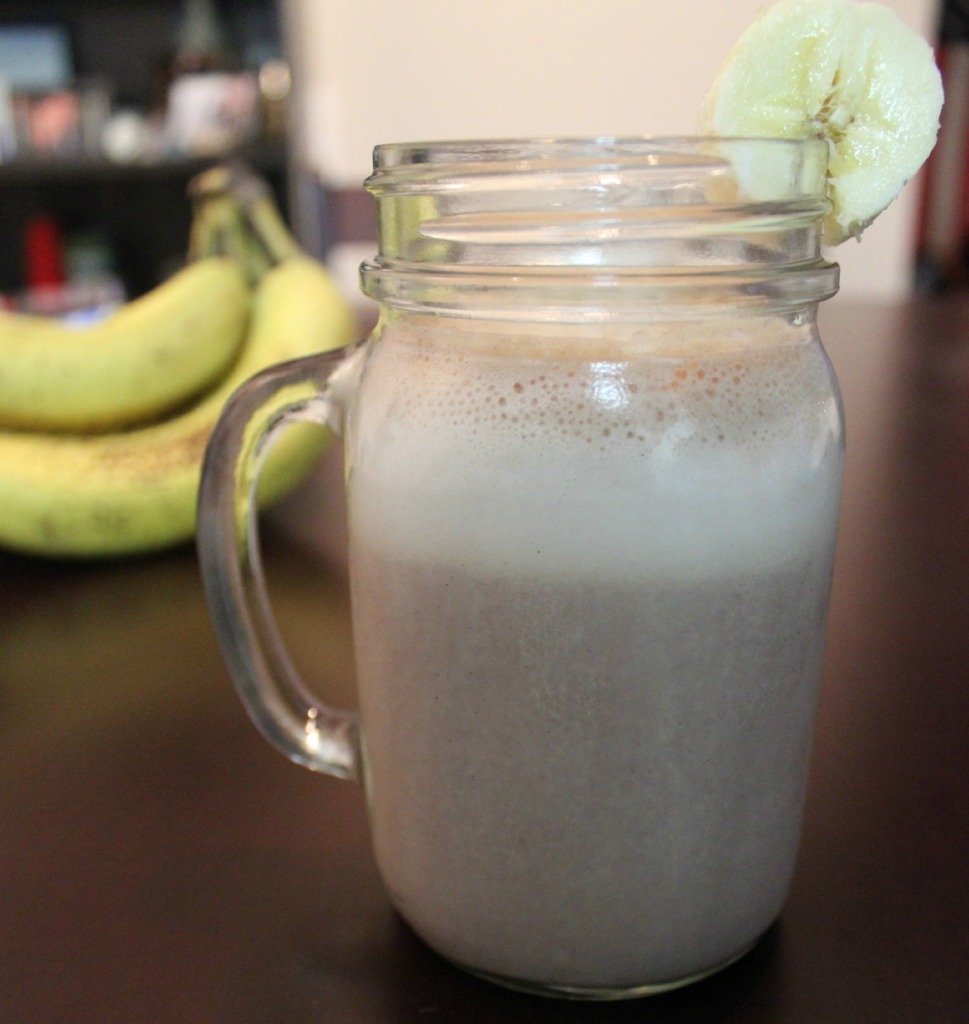 Chocolate Peanut Butter Banana Protein Smoothie Shake