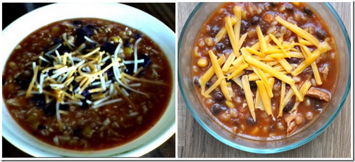 Southwest Chicken Barley Soup Before and After