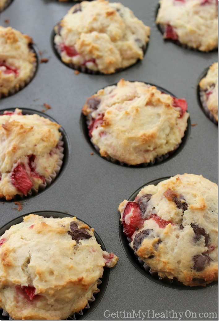 Chocolate Strawberry Muffins with Greek Yogurt