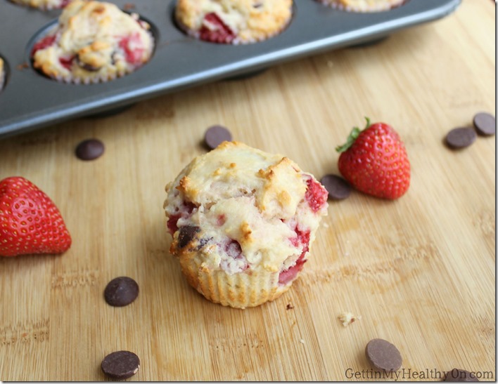 Strawberry Chocolate Chip Muffins with Greek Yogurt