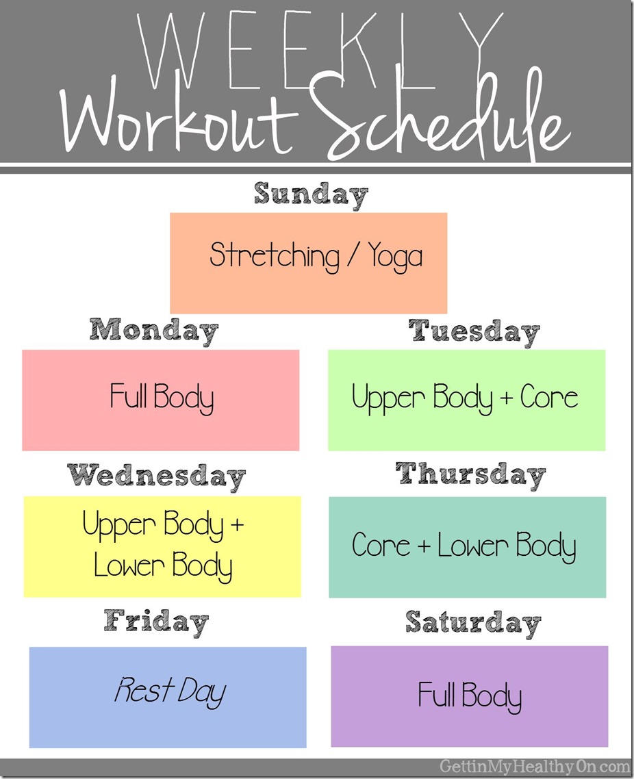 Weekly Work Out Schedule Weekly Amber Monjeau