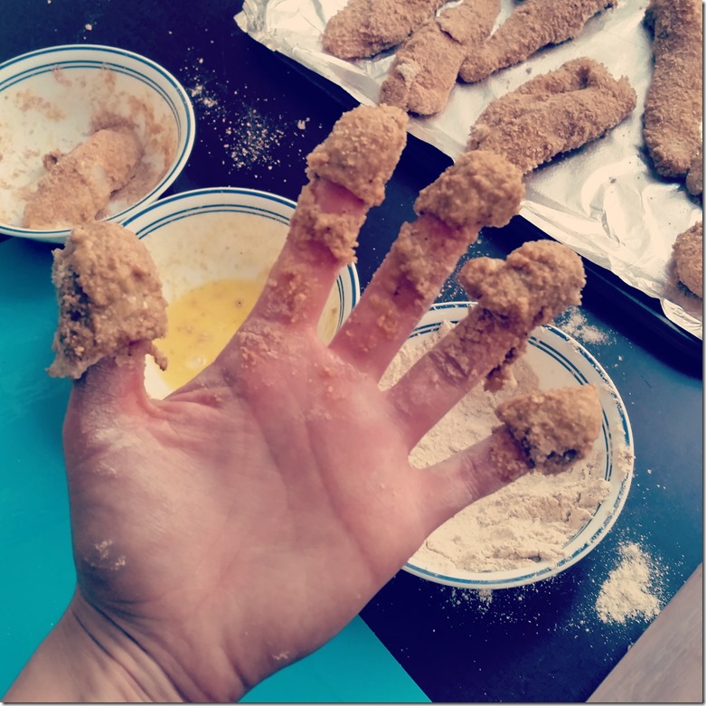 Breaded fingers instead of chicken