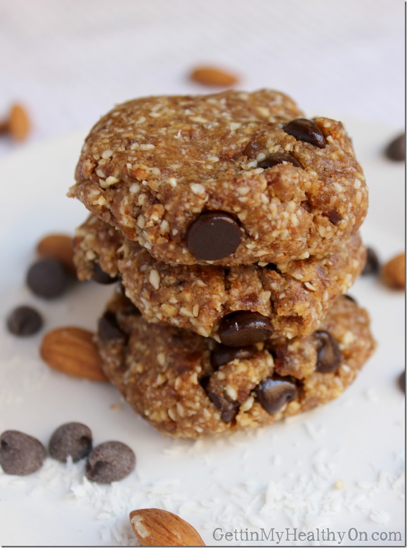 No-Bake Chocolate Chip Cookies with Almond and Coconut