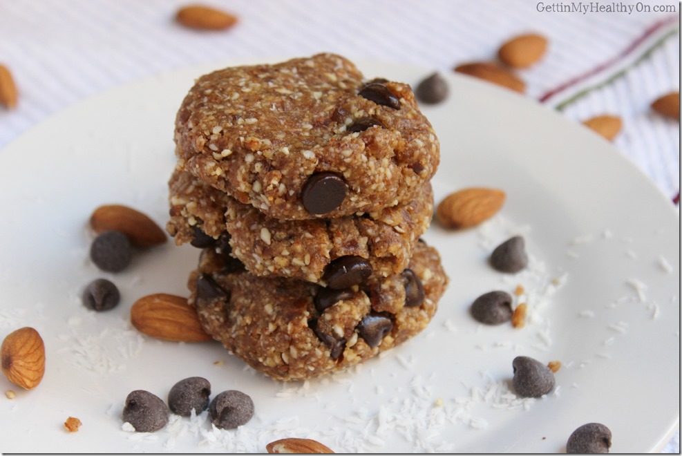 Raw Almond Coconut Chocolate Chip Cookies