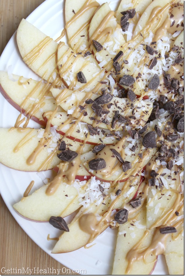 Apple Nachos with Chocolate Peanut Butter Coconut