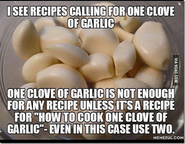 Cooking one clove of garlic
