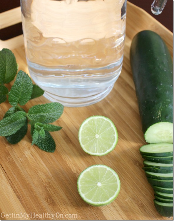 Water Infused with Lime Mint Cucumber