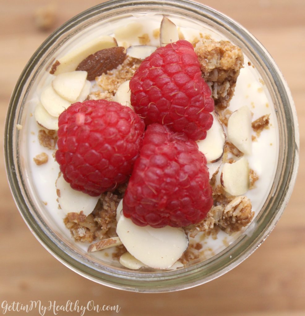 Raspberry Almond Parfait with Maple Syrup