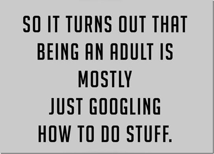 Being an adult is mostly Googling stuff