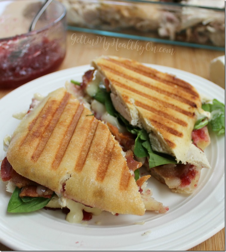 Turkey Bacon Brie Panini with Cranberry Sauce