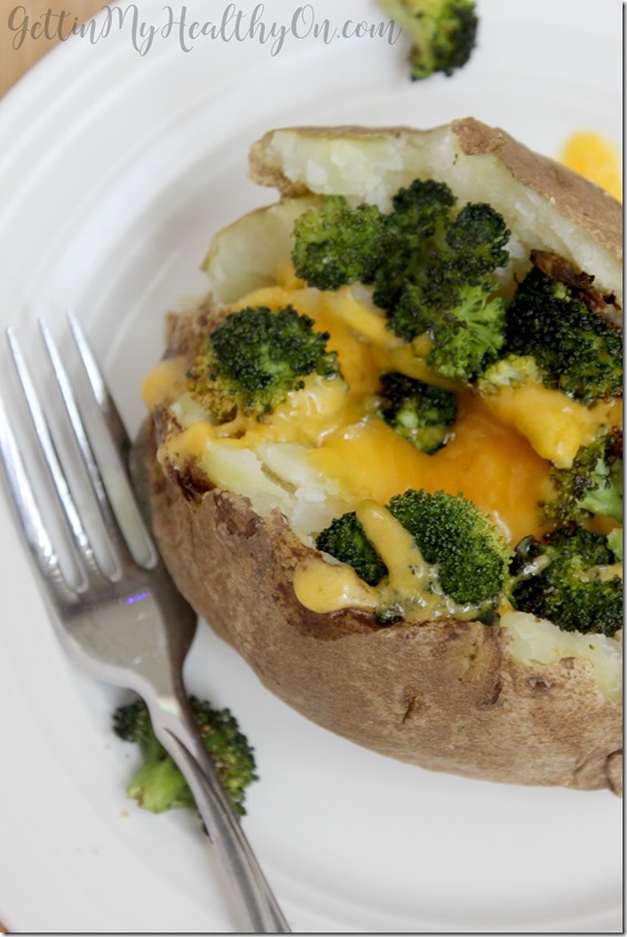 Roasted Broccoli Cheddar Stuffed Baked Potato