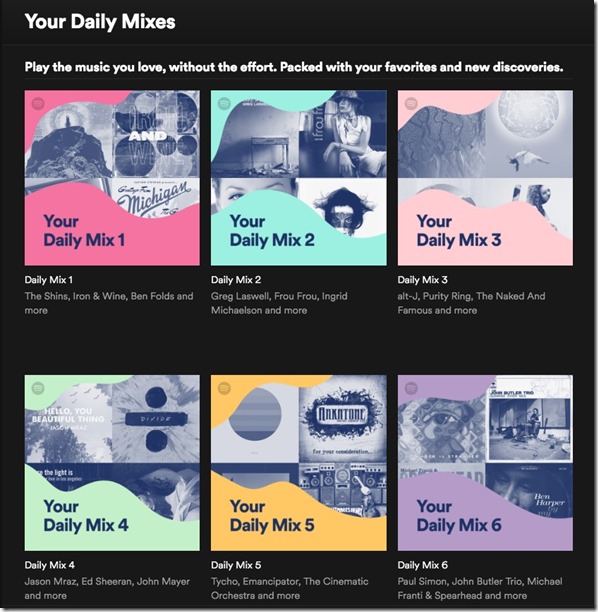 Spotify Daily Mix Playlists