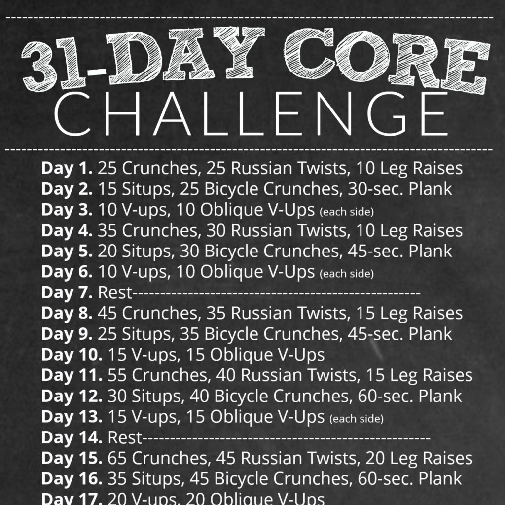 Daily exercise challenge online ideas