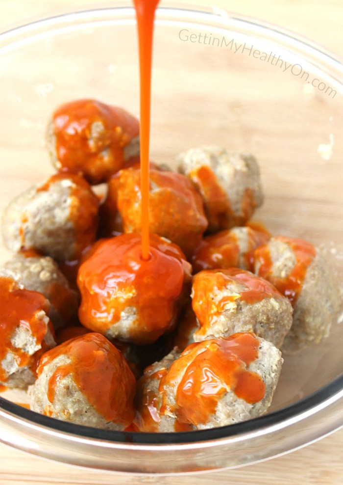Buffalo Sauce Covered Meatballs