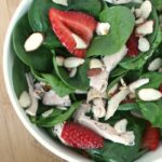 Strawberry Chicken Spinach Salad with Poppyseed Dressing and Toasted Almonds
